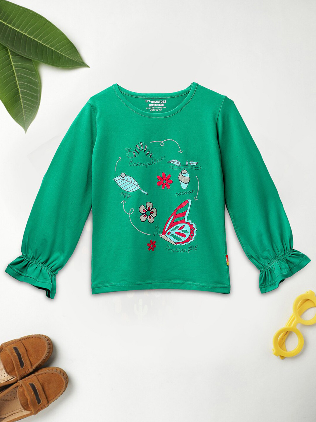 

Lil Tomatoes Green Regular Pure Cotton Top