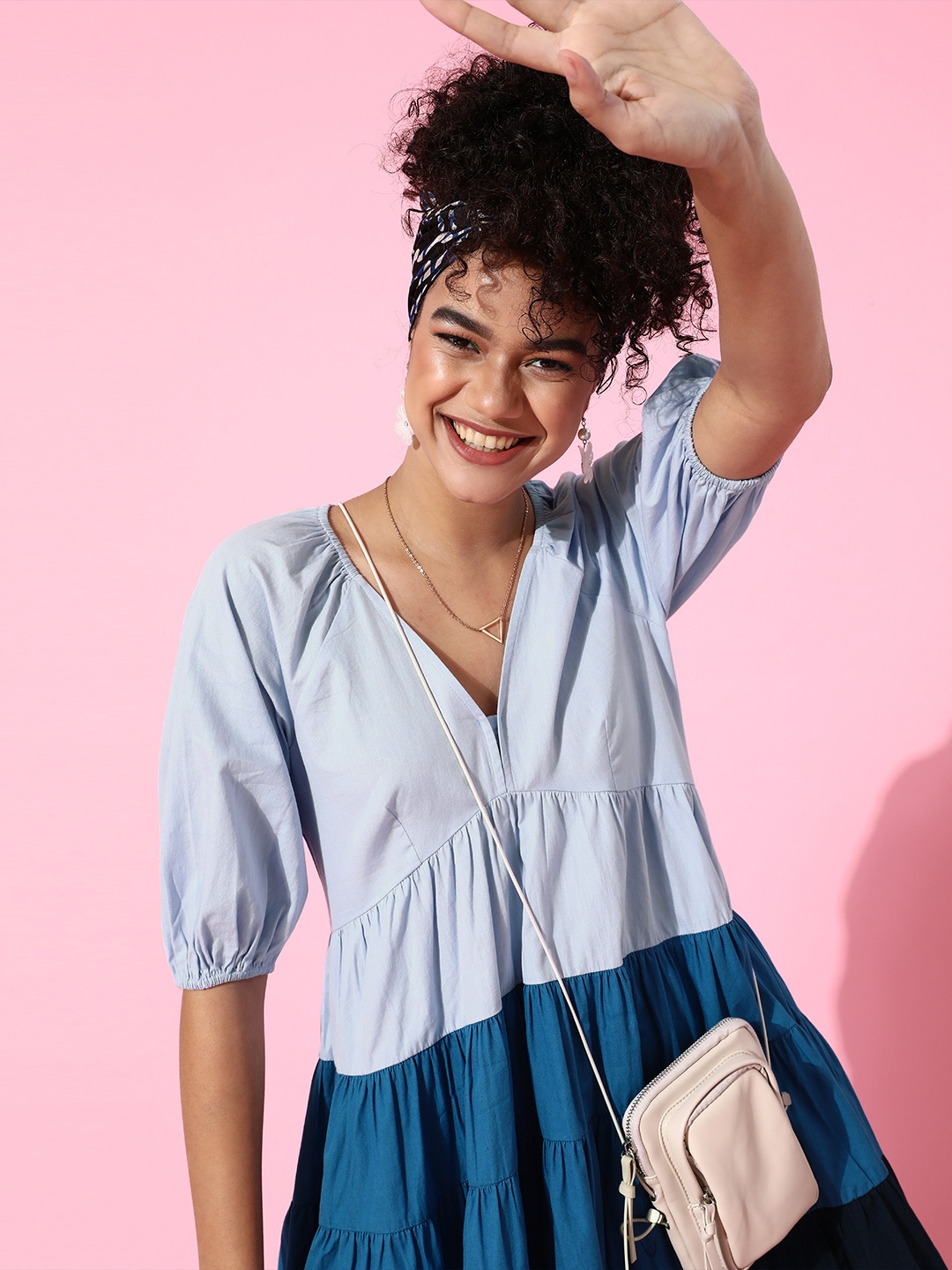 

ANI Stunning Blue Solid Trapeze Dress