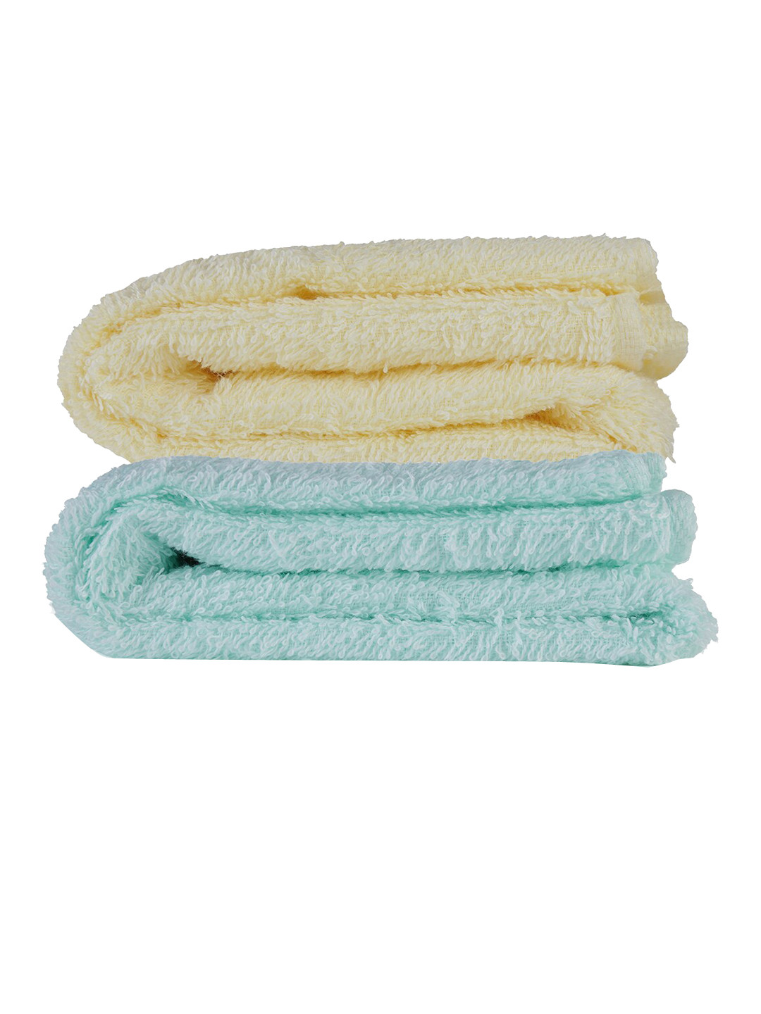 

POKORY Kids Set of 2 Green & Yellow Solid Regular Organic Cotton Bath Towels