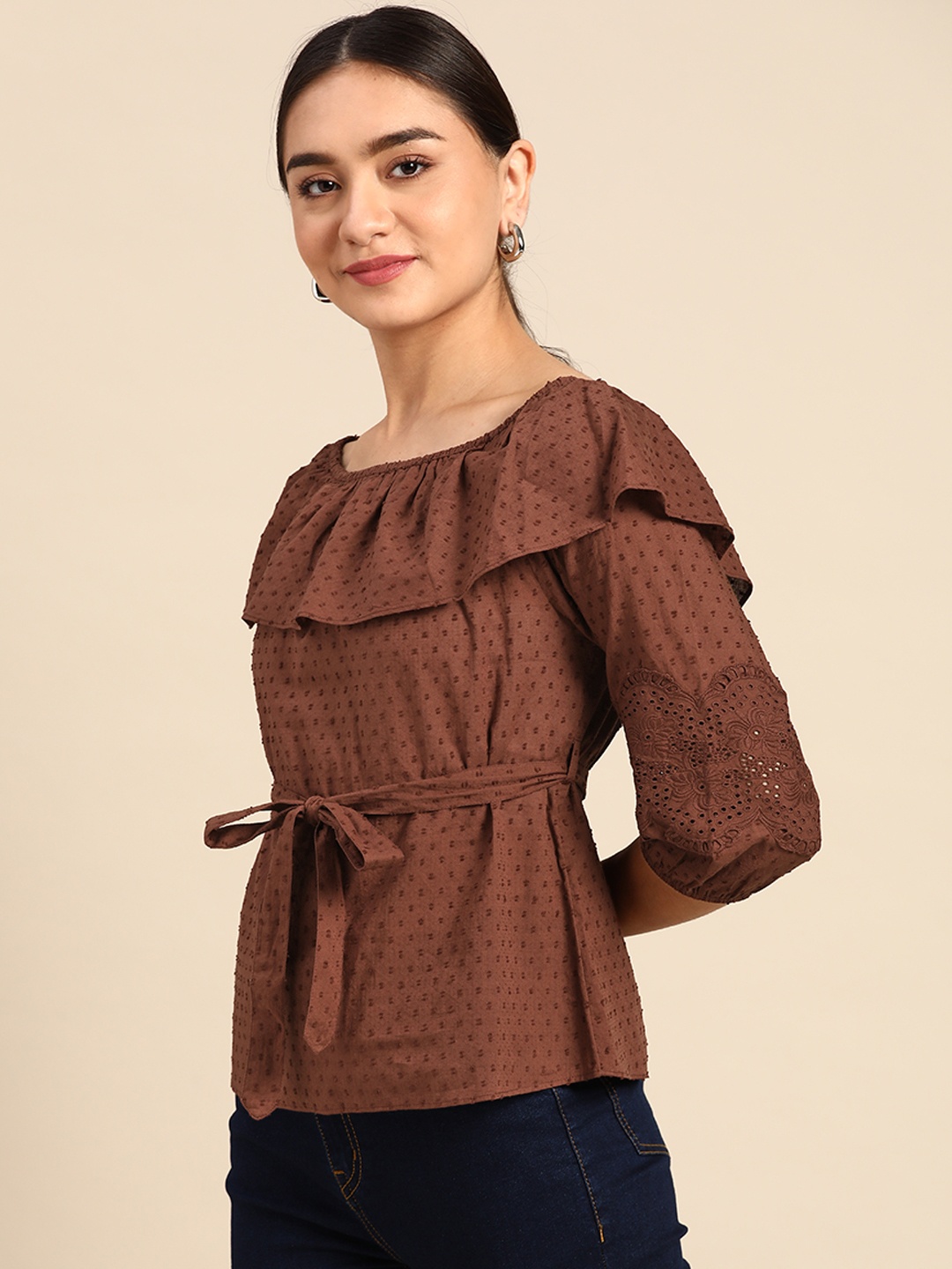 

COVER STORY Brown Regular Top