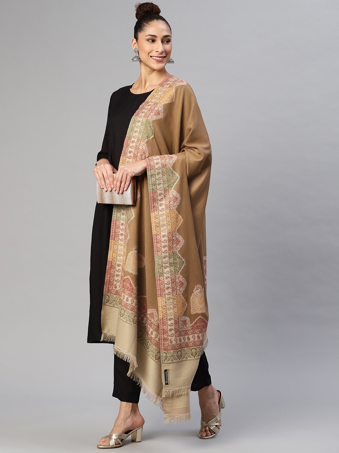 

WEAVERS VILLA Women Beige colored Woollen Shawl