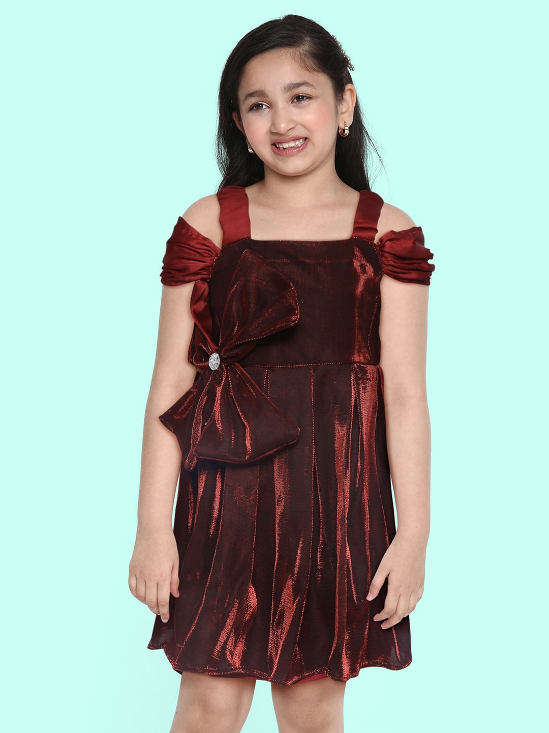 

Bella Moda Red & Brown Fit & Flare Dress
