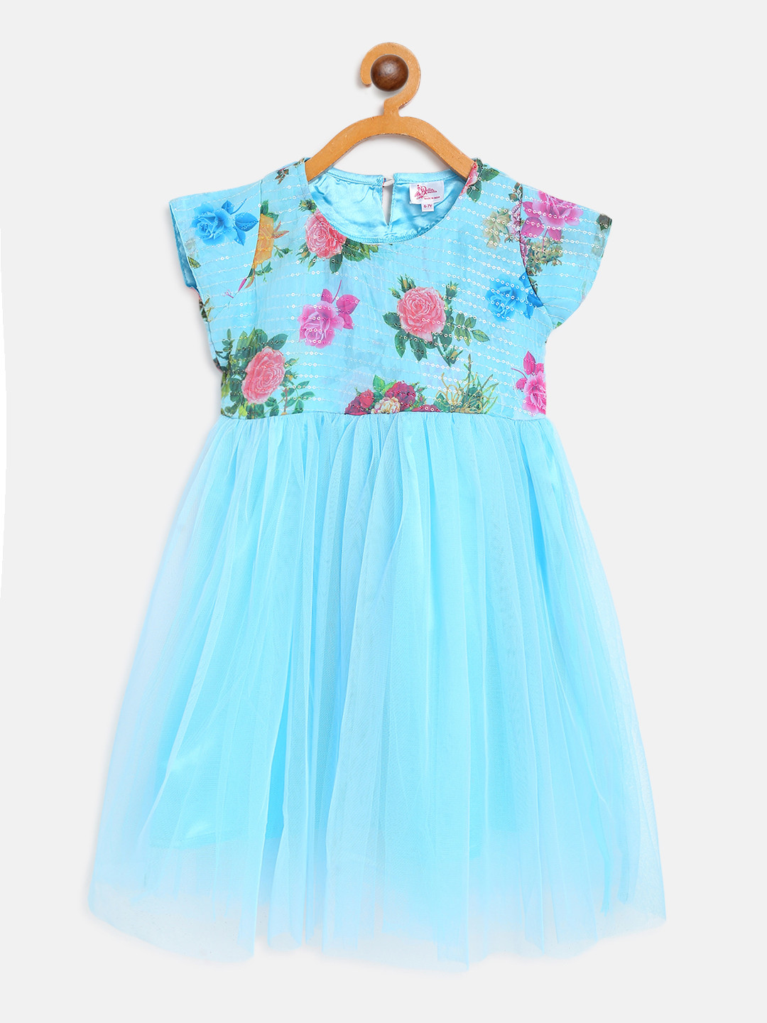 

Bella Moda Turquoise Blue Floral Net Dress