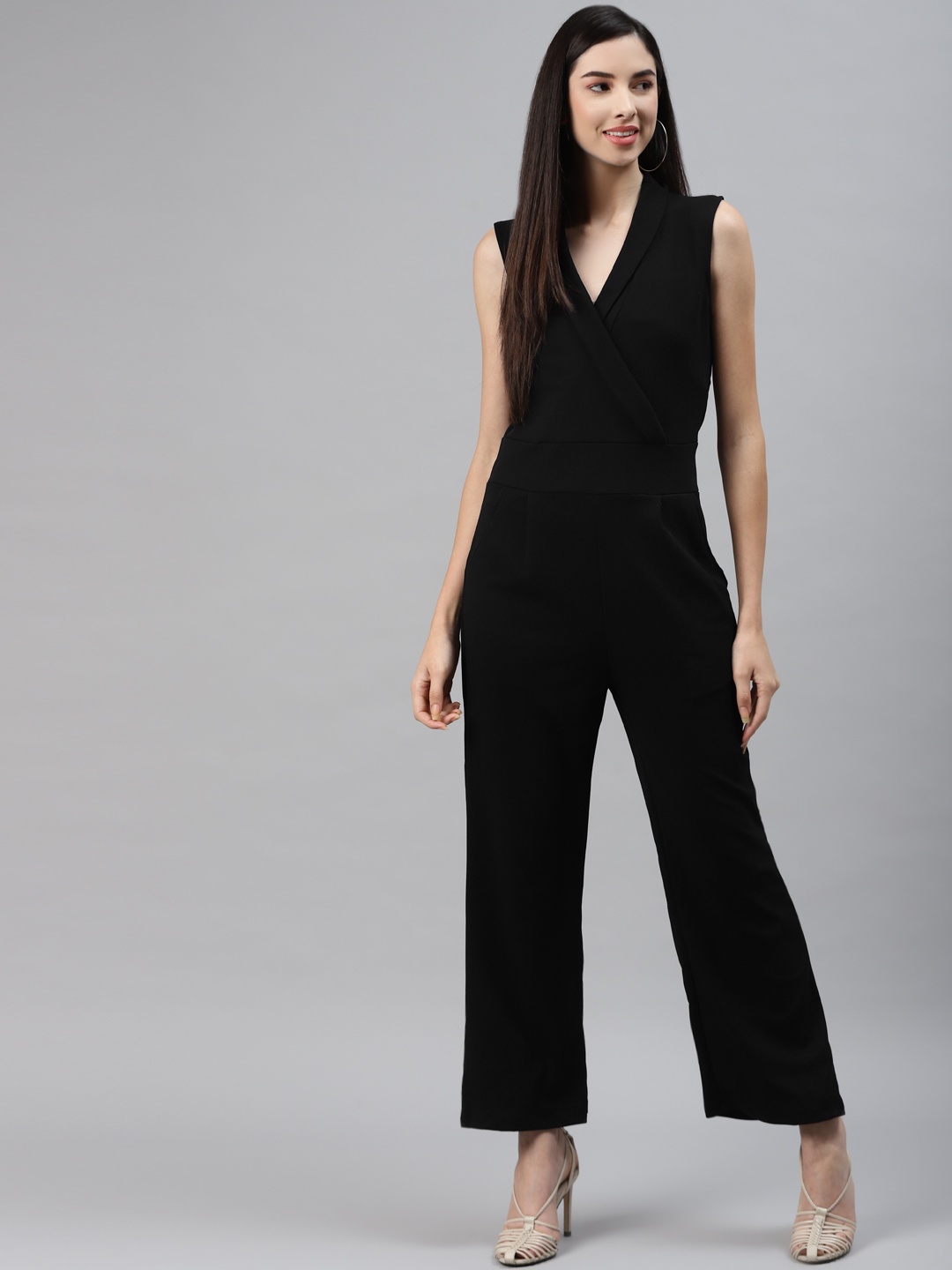 

Sasimo Black Solid Basic Jumpsuit