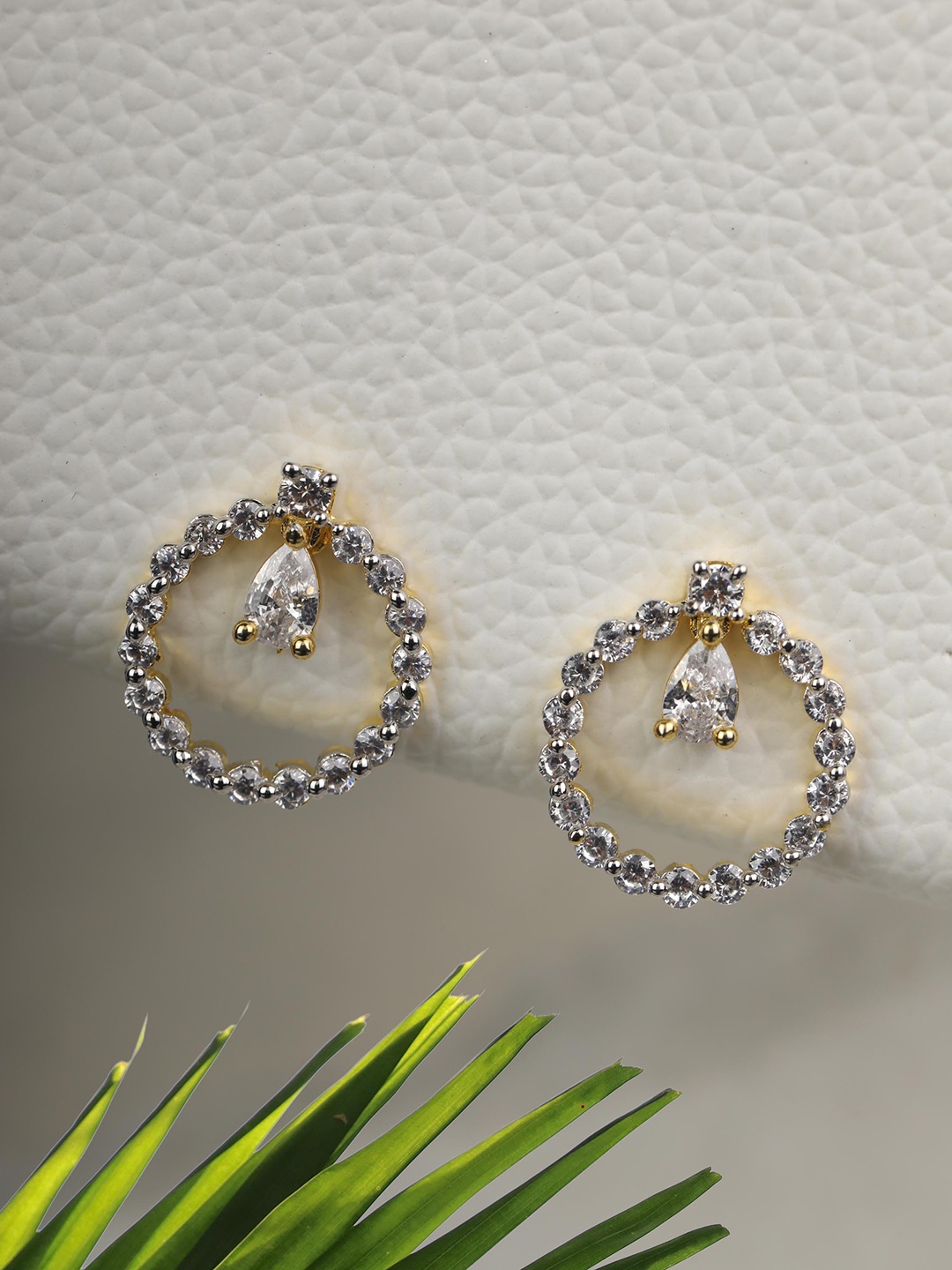 

Priyaasi Gold-Toned & Plated AD Studded Circular Handcrafted Hoop Earrings