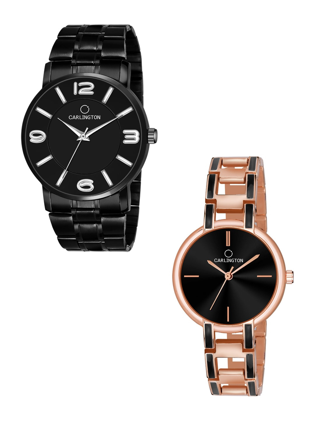

CARLINGTON Unisex Multicoloured Brass Dial & Multicoloured Stainless Steel Bracelet Style Straps Analogue Watch, Black