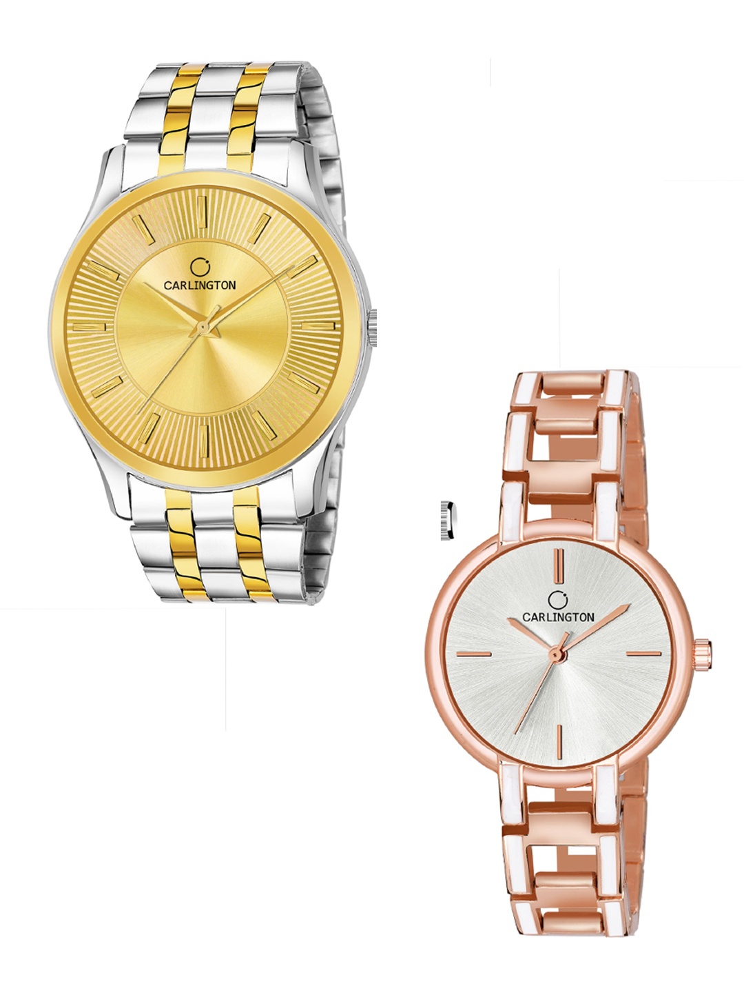 

CARLINGTON Unisex Multicoloured Brass Dial & Multicoloured Stainless Steel Bracelet Style Straps Analogue Watch, Gold
