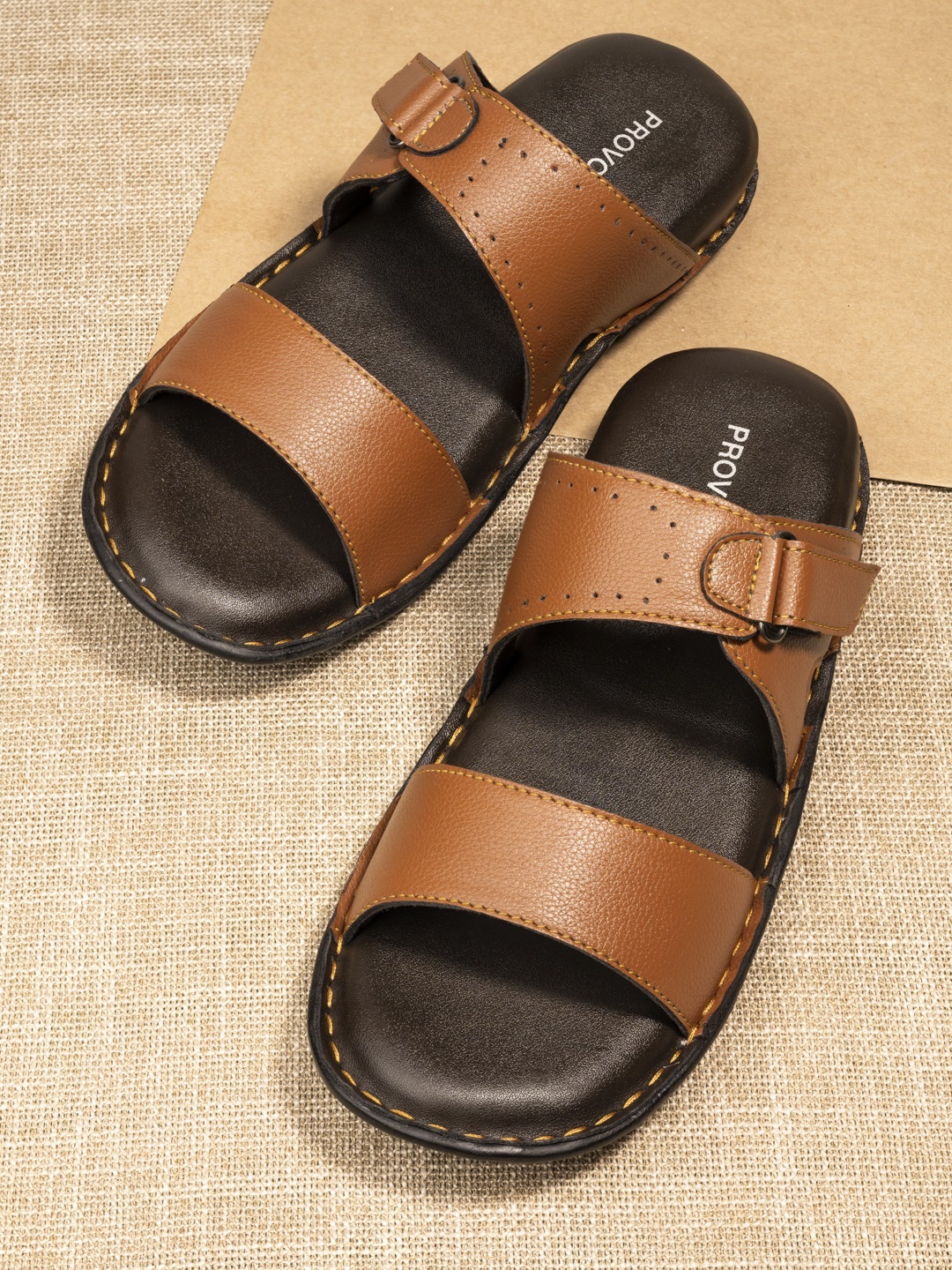 

Provogue Men Tan & Black Comfort Sandals