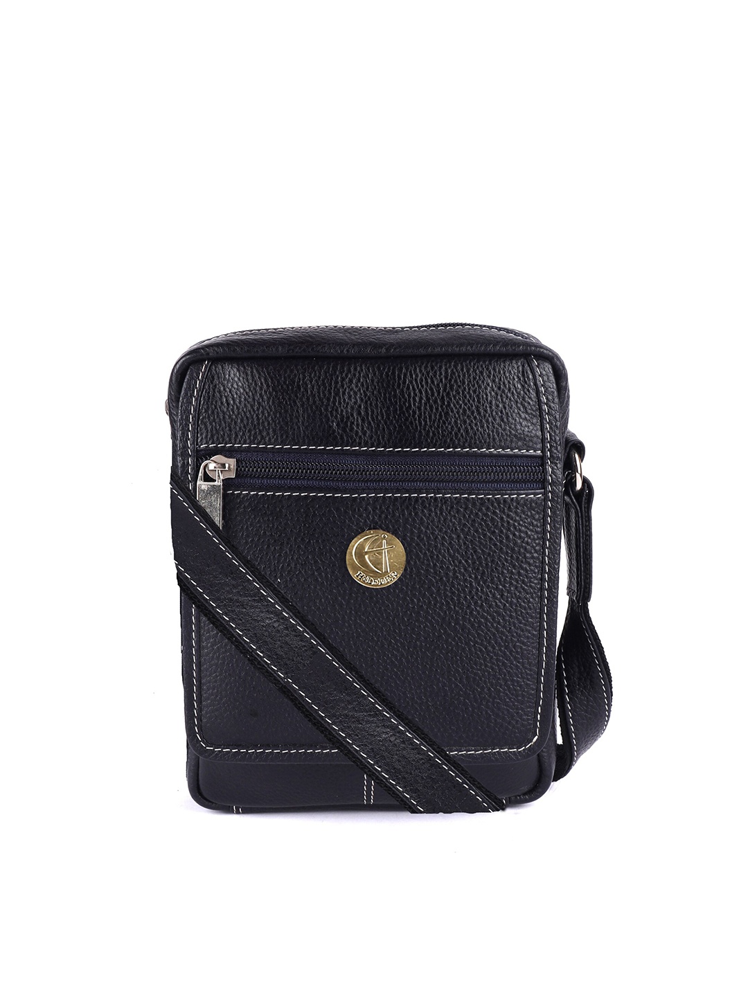 

HiLEDER Unisex Pure Leather Cross Body Sling Travel Messenger Bag, Navy blue