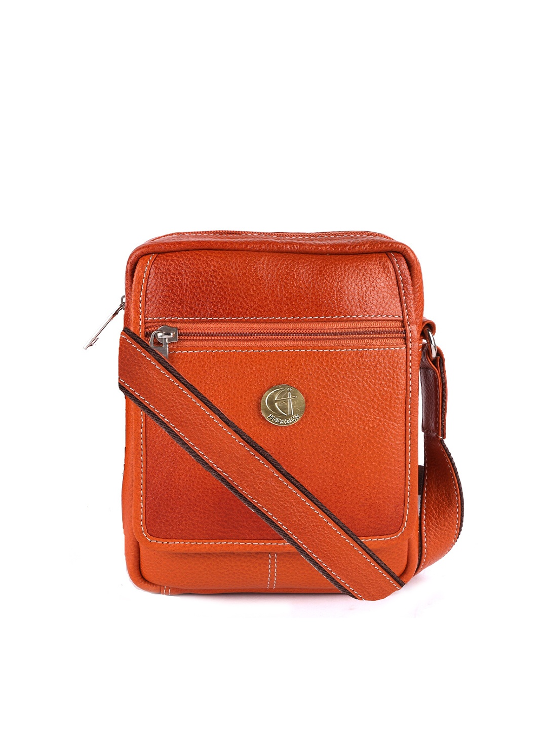 

HiLEDER Unisex Pure Leather Messenger Bag, Orange