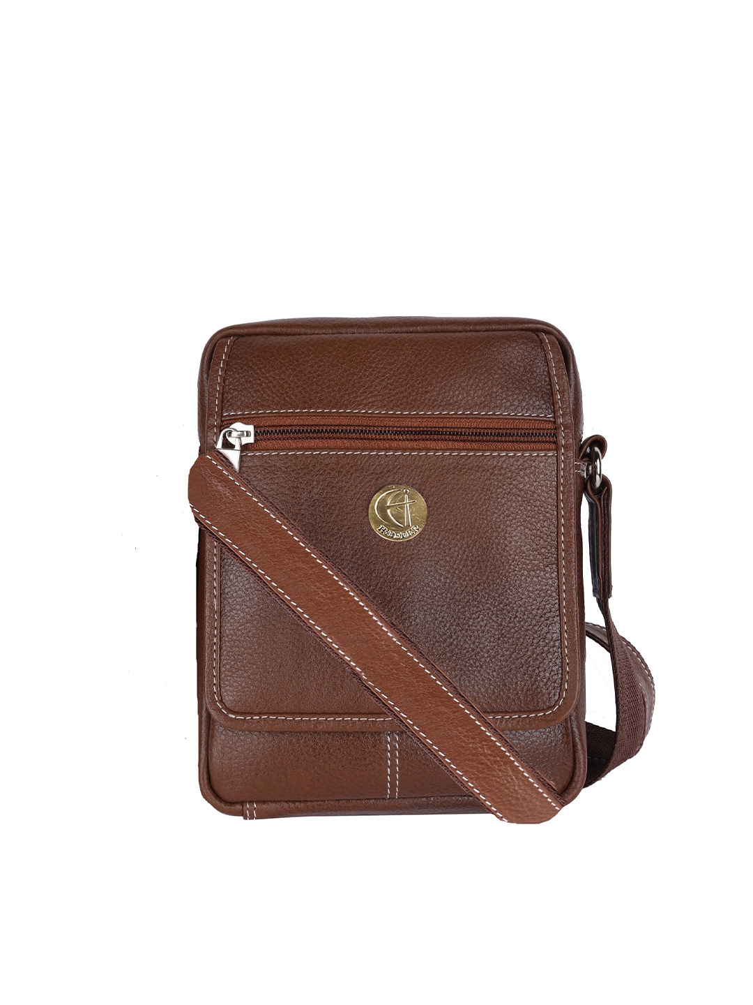 

HiLEDER Unisex Leather Messenger Bag, Coffee brown