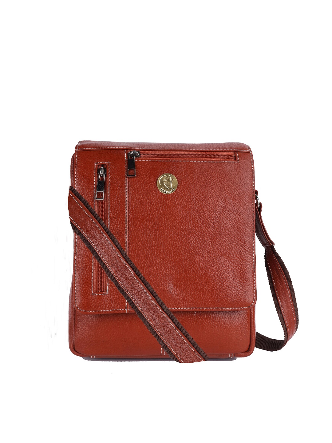 

HiLEDER Unisex Pure Leather Textured Messenger Bag, Brown