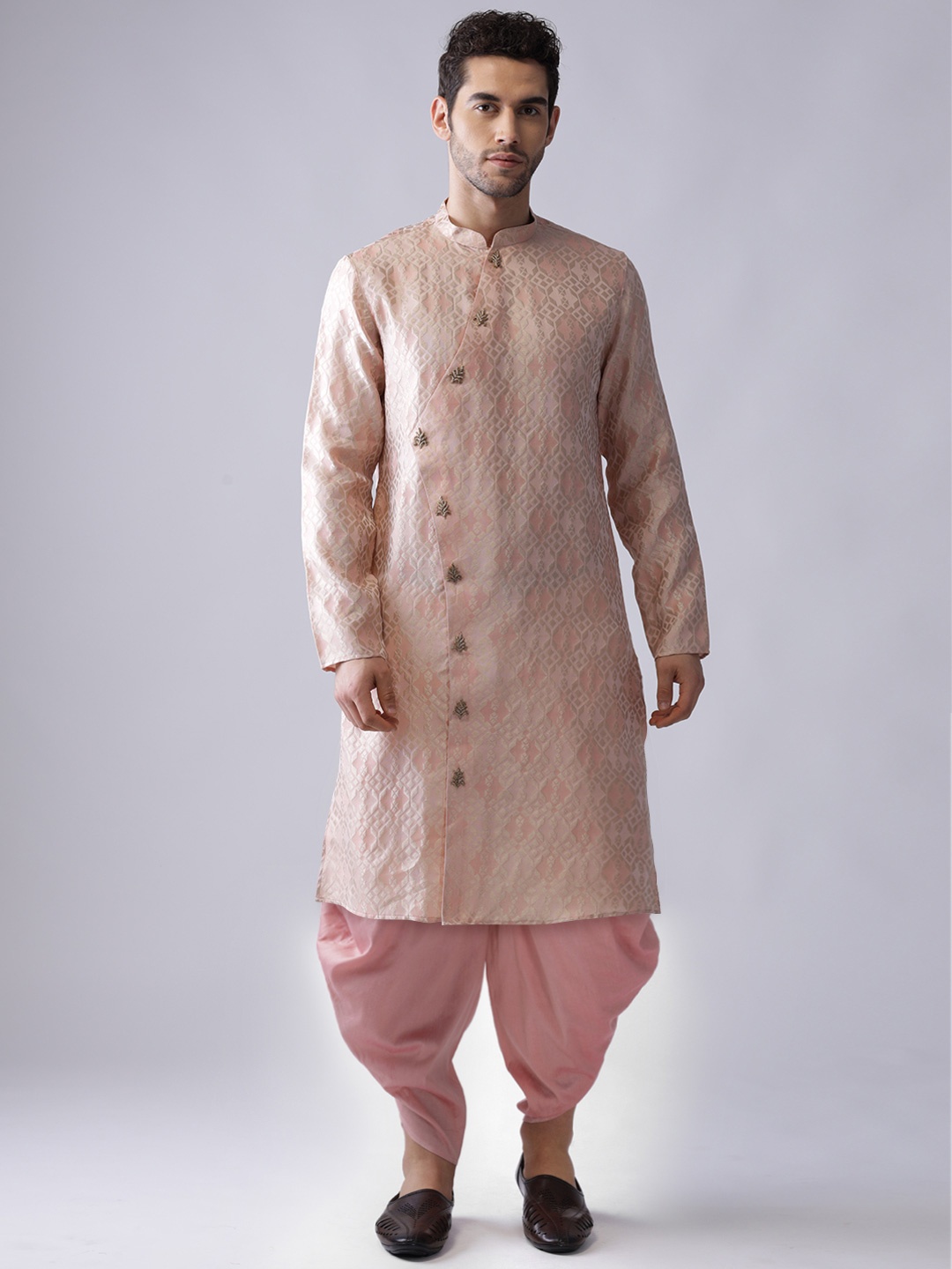 

KISAH Men Pink Ethnic Motifs Thread Work Kurta