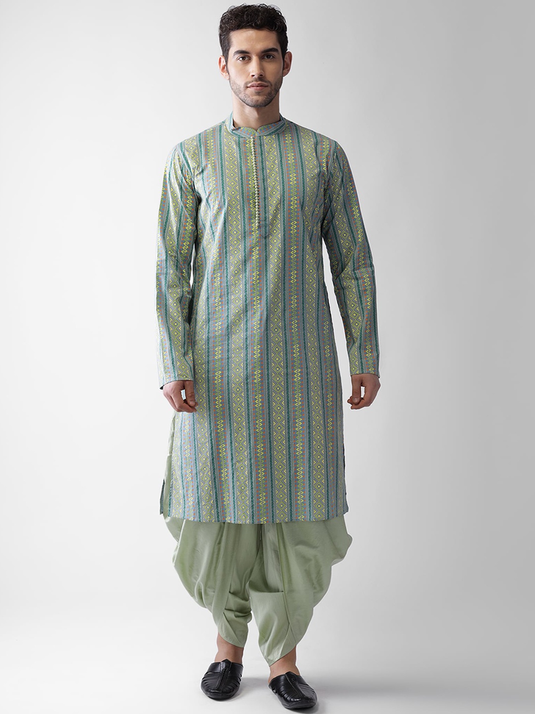 

KISAH Men Green Printed Kurta