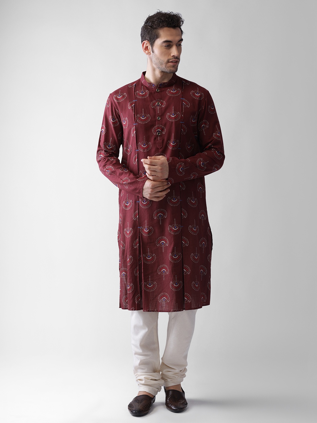 

KISAH Men Maroon Ethnic Motifs Printed Kurta