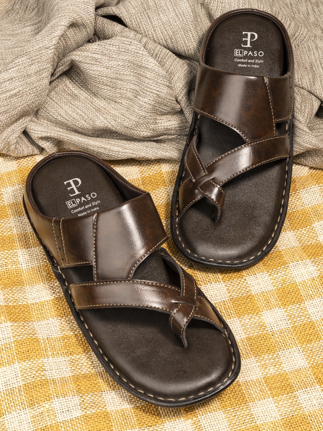 

El Paso Men Brown Comfort Sandals