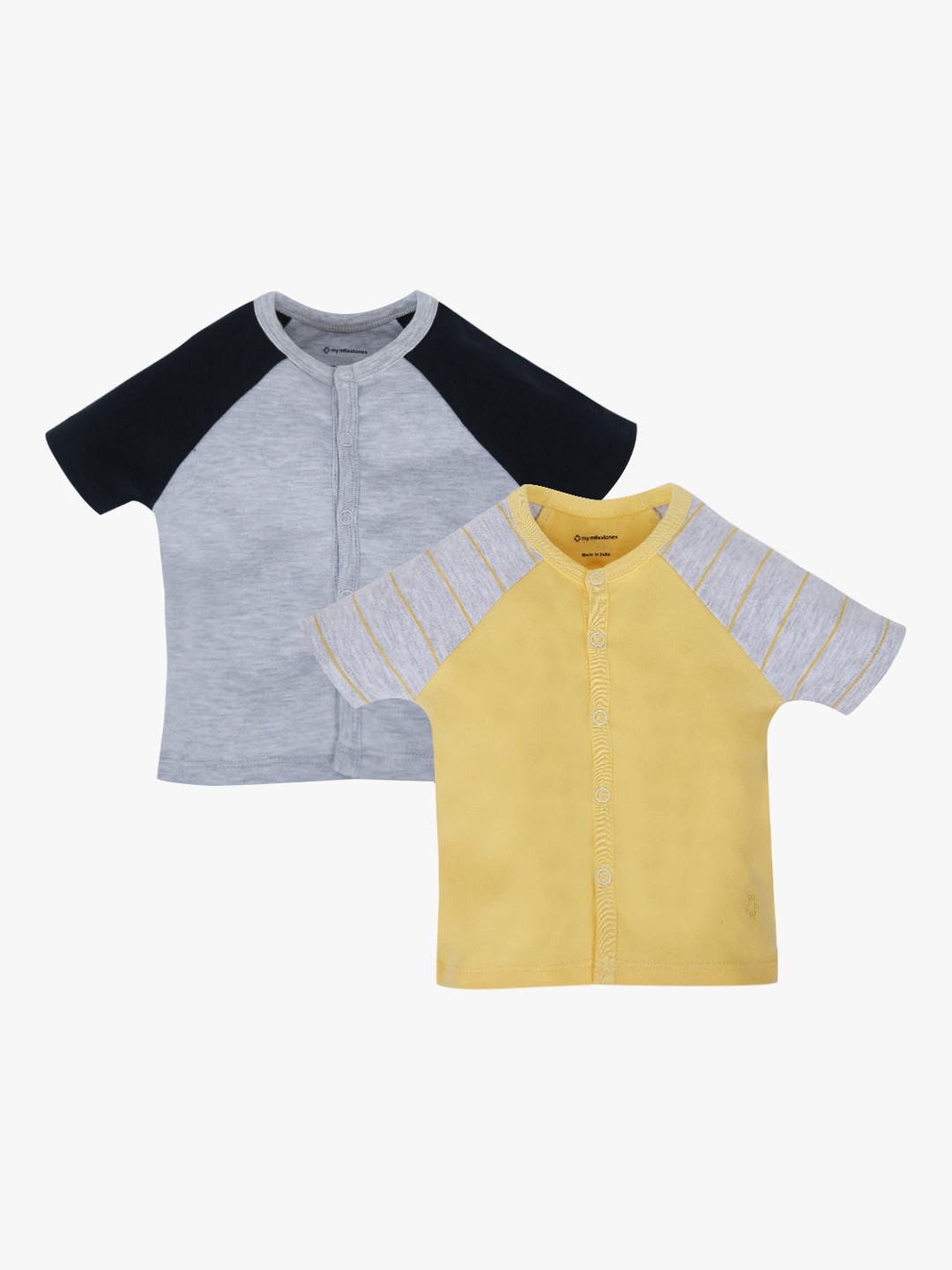 

My Milestones Infant Boys Pack of 2 Pure Cotton Comfort-Fit Jhablas, Mustard