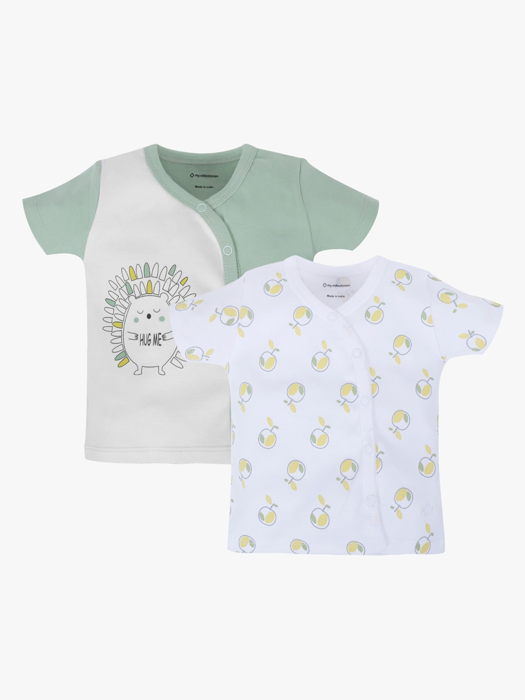 

My Milestones Infants Boys Pack Of 2 Pure Cotton Comfort-Fit Jhablas, Off white