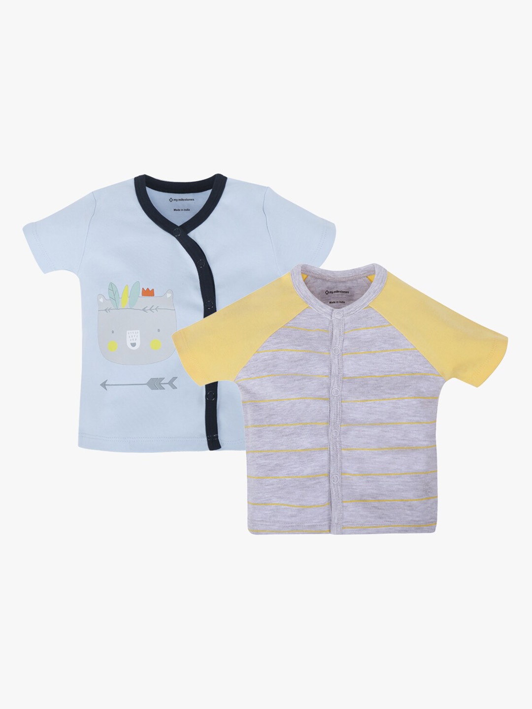 

My Milestones Infant Boys Pack Of 2 Comfort-Fit Pure Cotton Jhablas, Grey