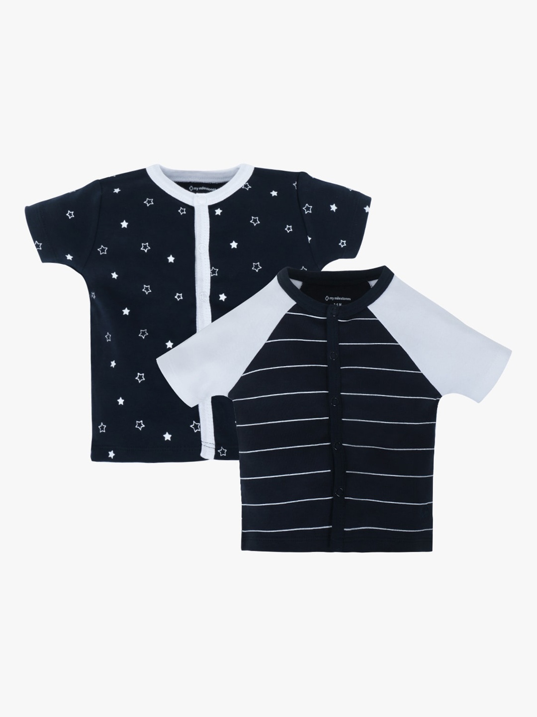 

My Milestones Infants Boys Pack Of 2 Pure Cotton Comfort-Fit Jhablas, Navy blue