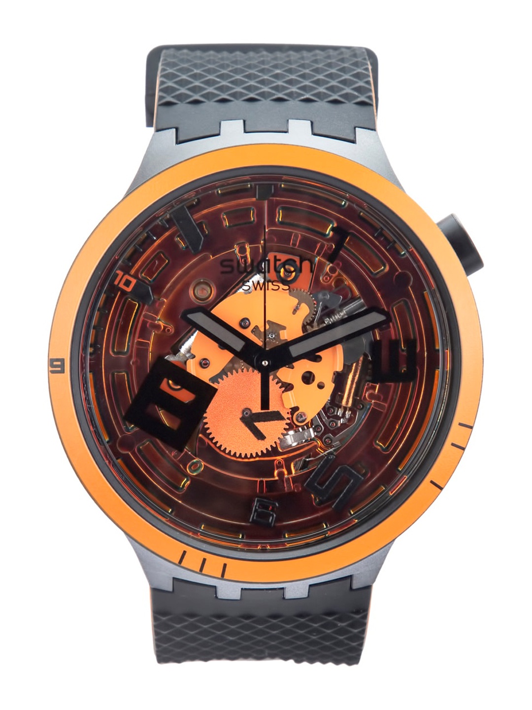 

Swatch Unisex Mustard Yellow Printed Dial & Black Straps Water Resistant Analogue Watch SB01B127