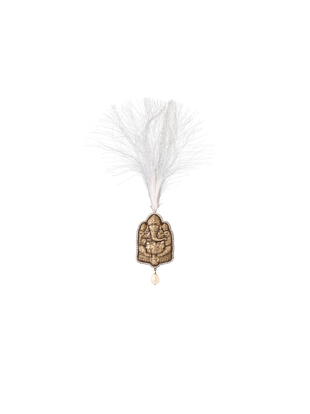 

COSA NOSTRAA Men Gold-Plated White Beaded The Lord Ganesha Kalangi