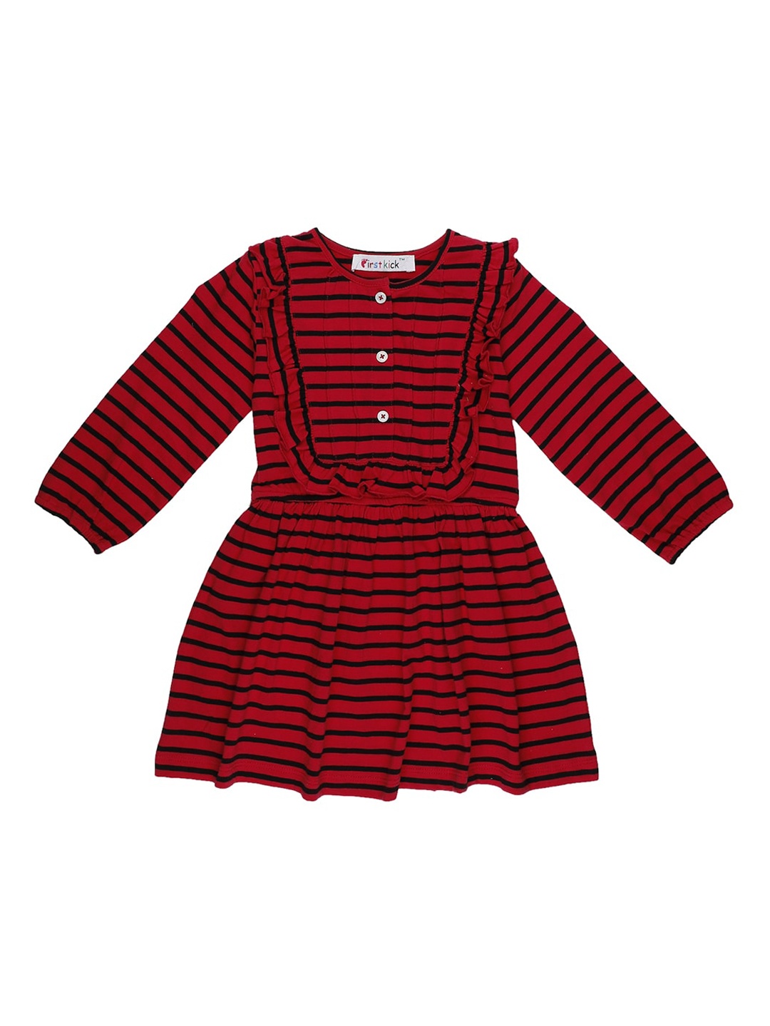 

First Kick Red & Black Striped Dress