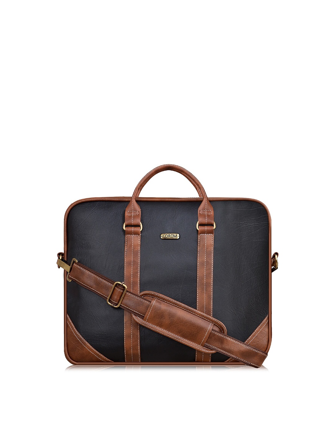 

LOREM Unisex Blue & Tan Textured Laptop Bag