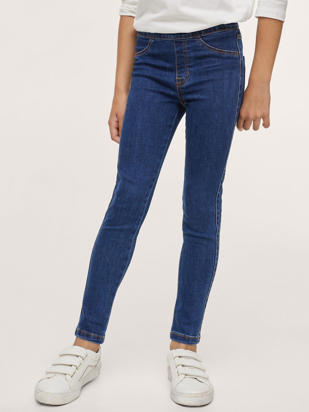 

Mango Kids Girls Navy Blue Solid Jeggings