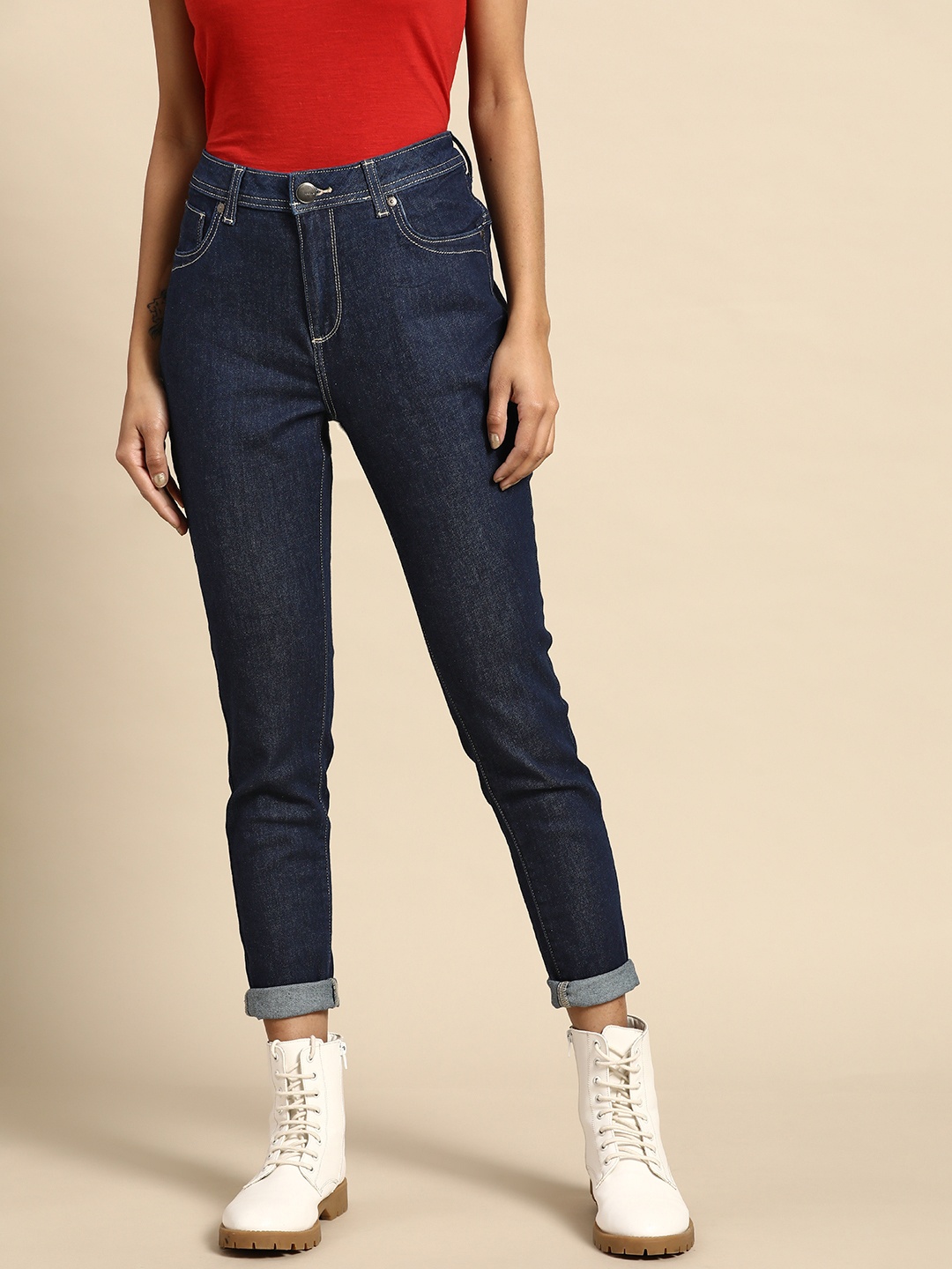 

United Colors of Benetton Women Navy Blue Skinny Fit Stretchable Jeans