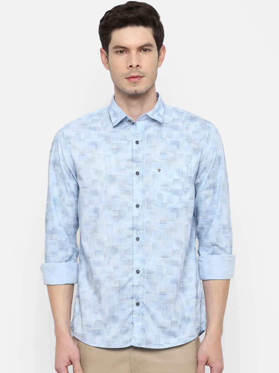 

Turtle Men Blue Slim Fit Printed Casual Shirt