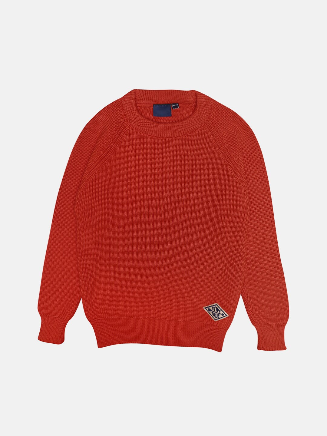 

CHIMPRALA Girls Orange Ribbed Pullover