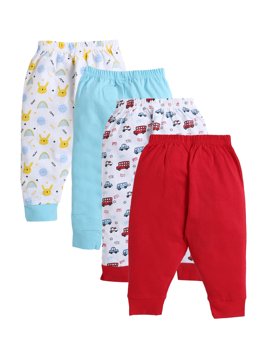 

BUMZEE Infants Pack of 4 Printed Mid Rise Cotton Pyjamas, Multi