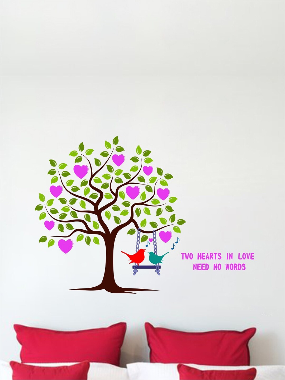 

Decal O Decal Pink & Green Tree With Love Birds Wall Sticker