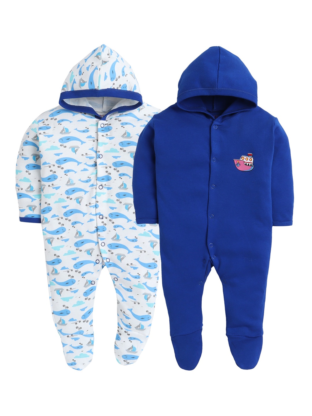 

BUMZEE Infant Boys Pack Of 2 Cotton Sleepsuits, Blue