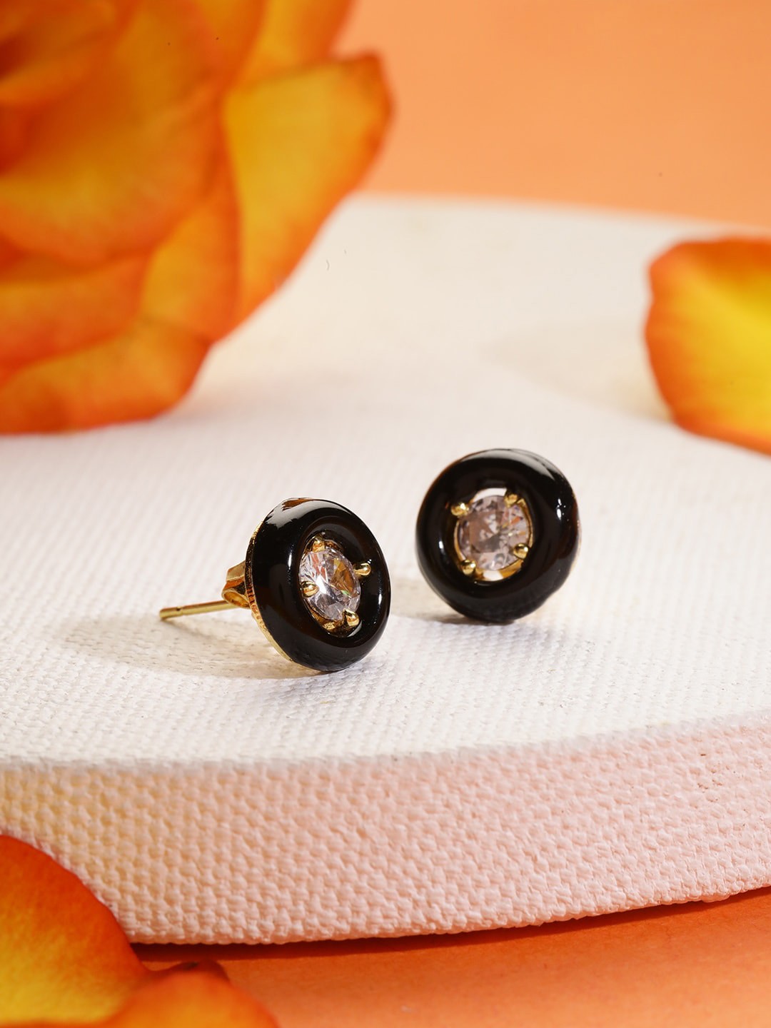 

MINUTIAE Gold-Toned Enamel Disc Stud Earrings
