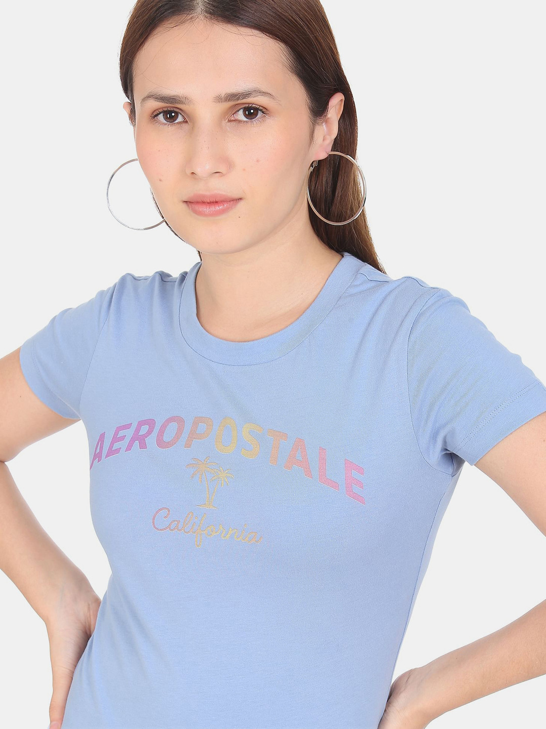 

Aeropostale Women Blue Printed T-shirt