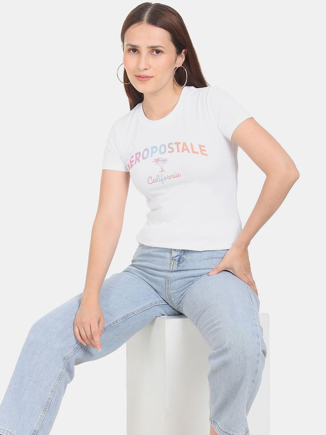 

Aeropostale Women White Printed T-shirt