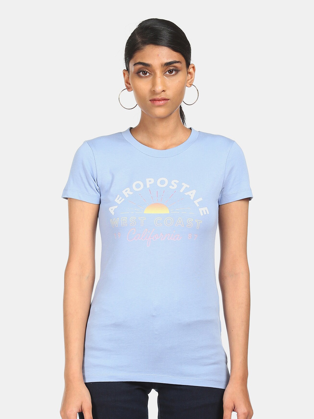 

Aeropostale Women Blue Pure Cotton Printed Pure Cotton T-shirt
