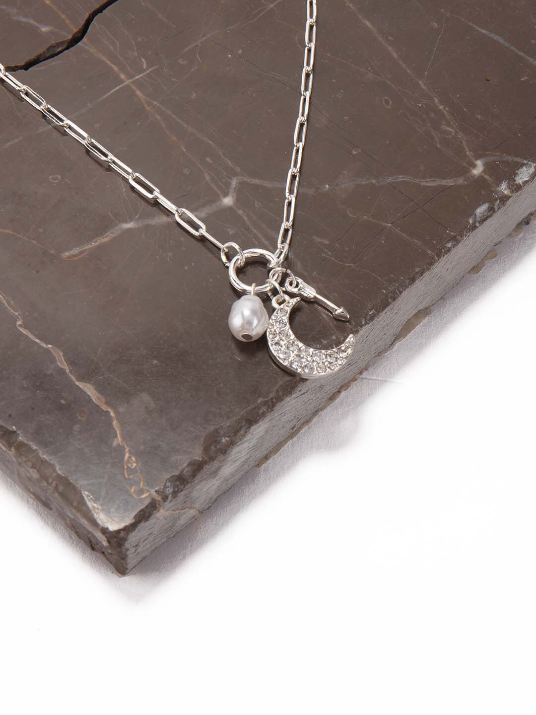 

Lilly & sparkle Silver-Toned Silver Silver-Plated Necklace