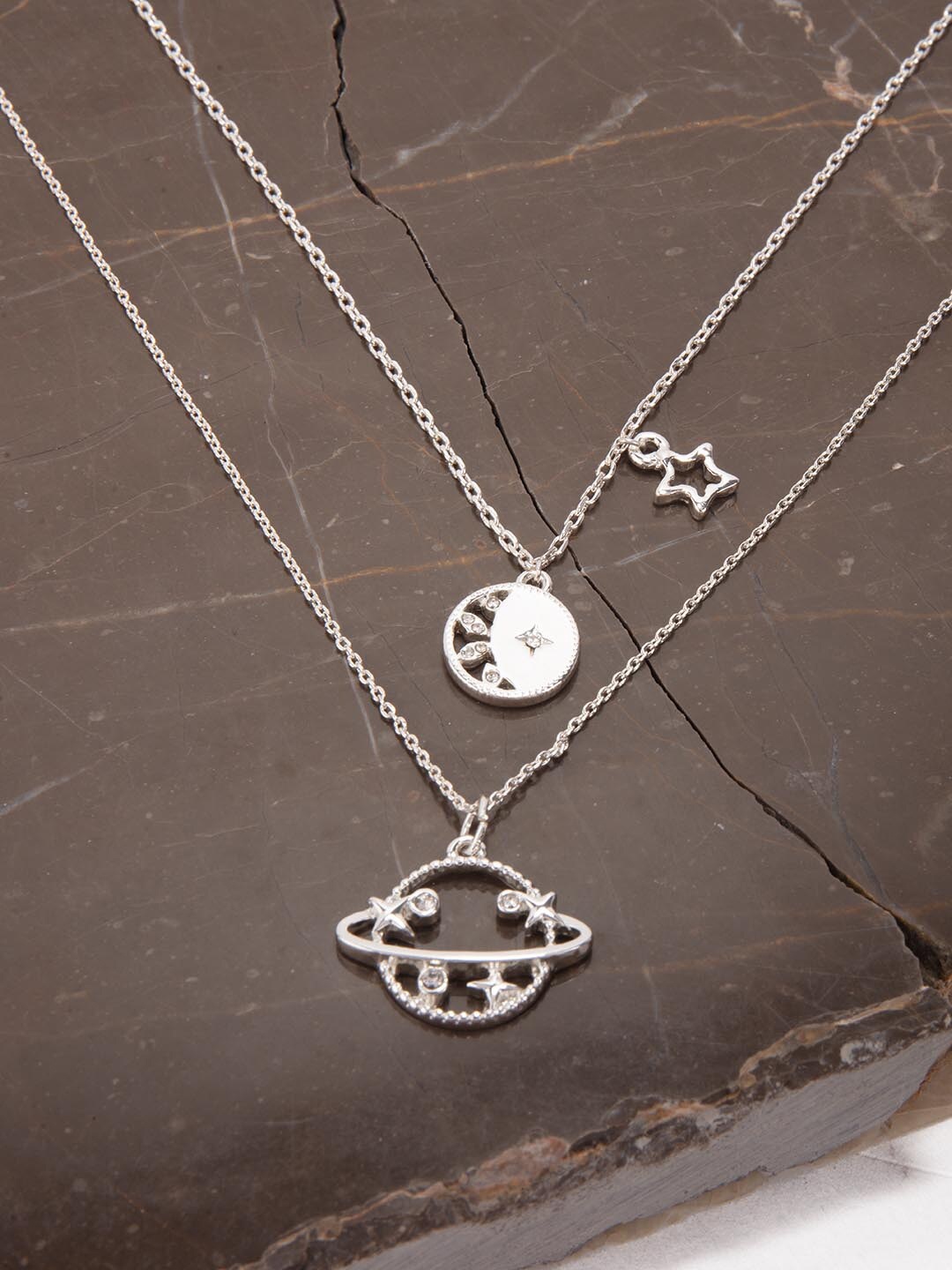 

Lilly & sparkle Silver-Toned Silver Silver-Plated Necklace