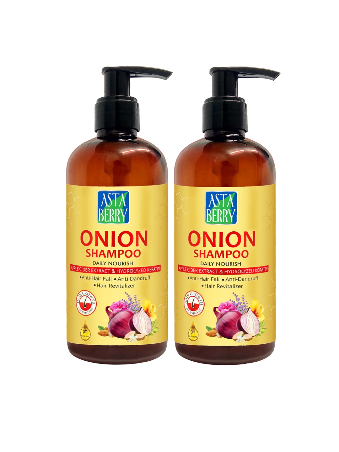 

Astaberry Pack Of 2 Onion Shampoo - 300 ml, Brown