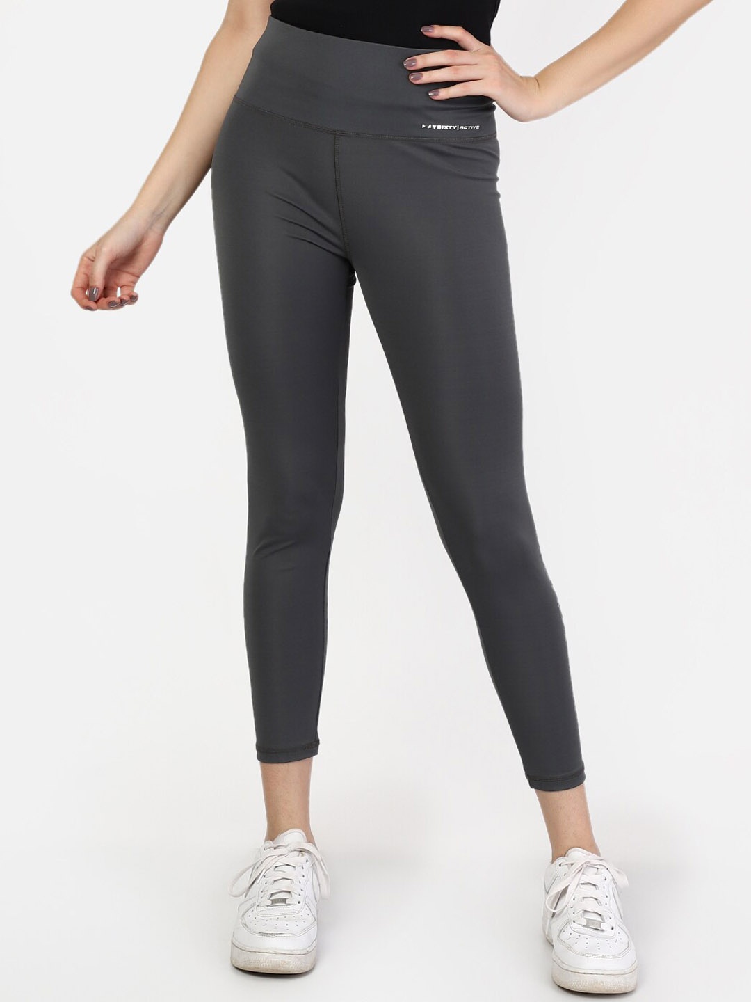 

MAYSIXTY Women Grey Solid Slim Fit Yoga Pants With DryFIT Technology