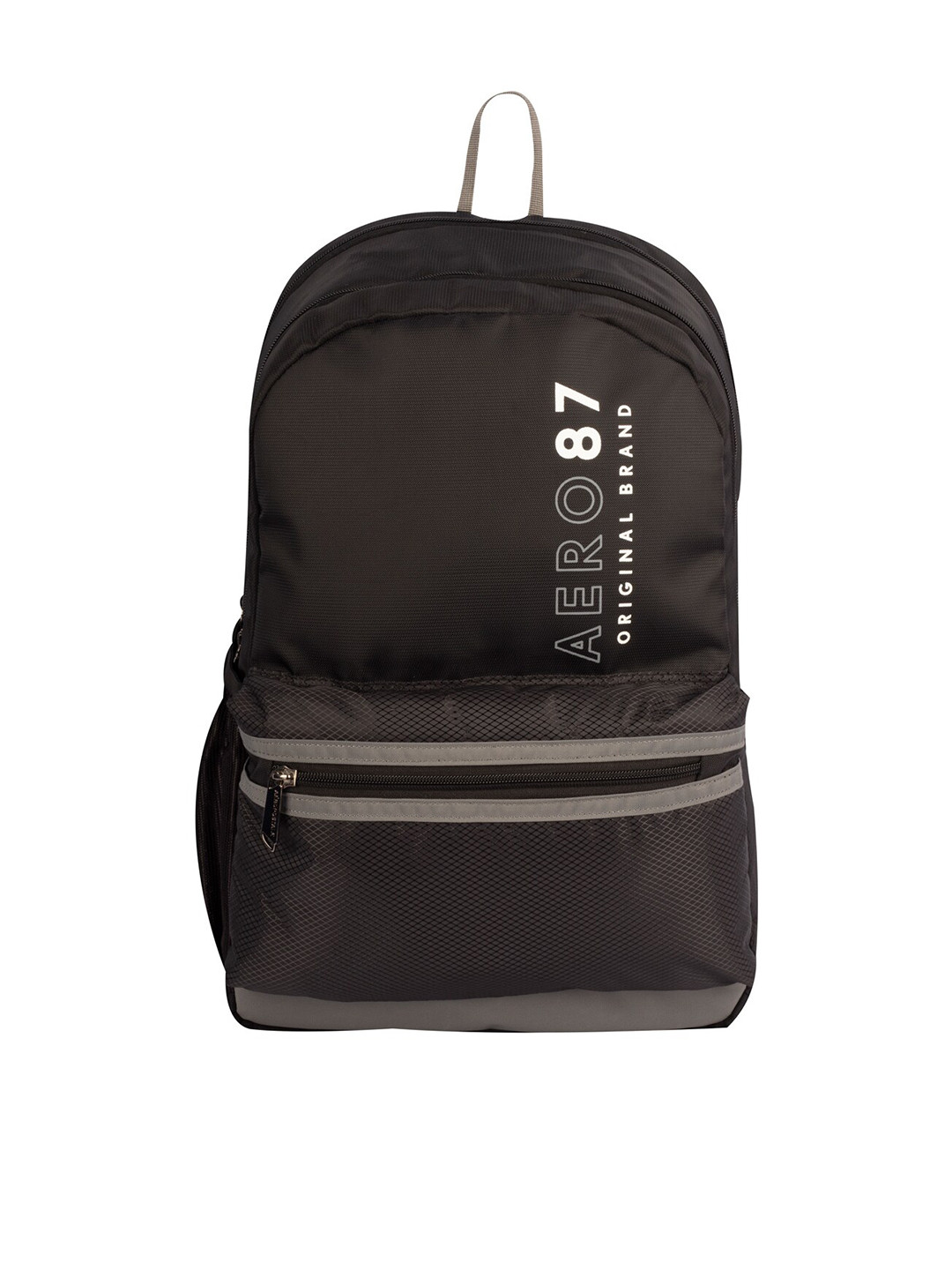 

Aeropostale Unisex Black & Grey Alphanumeric Printed Padded Medium Backpack
