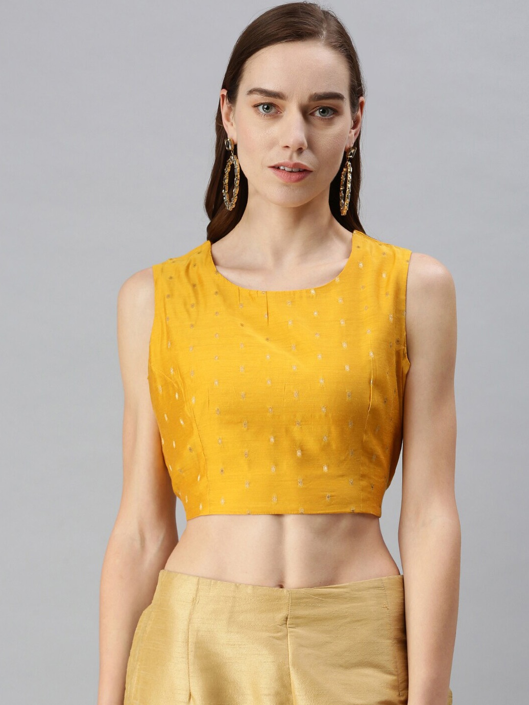 

De Moza Mustard-Yellow Embellished Saree Blouse