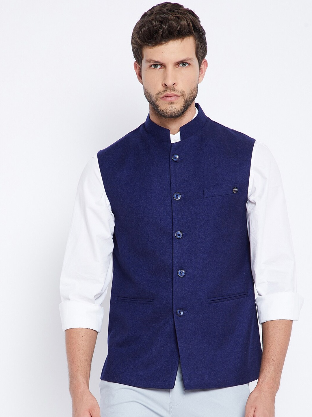 

Crimsoune Club Men Blue Solid Waistcoat