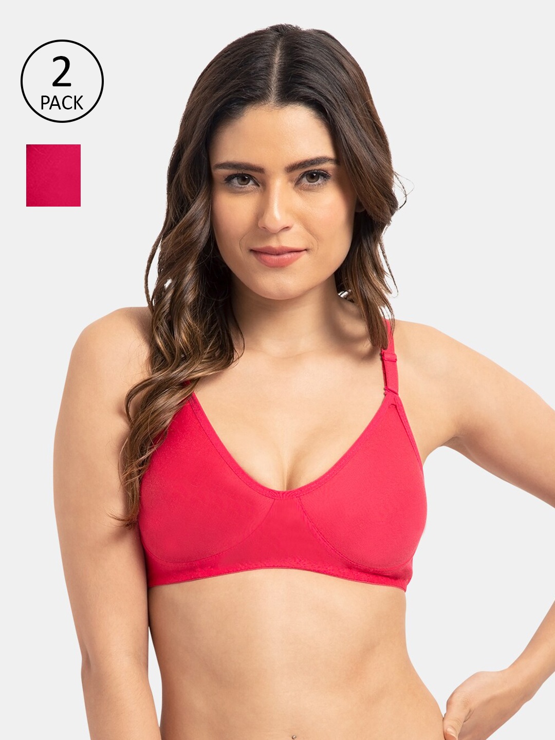 

Tweens Set Of 2 Coral & Pink Solid T-Shirt Bras - Wireless Non-Padded