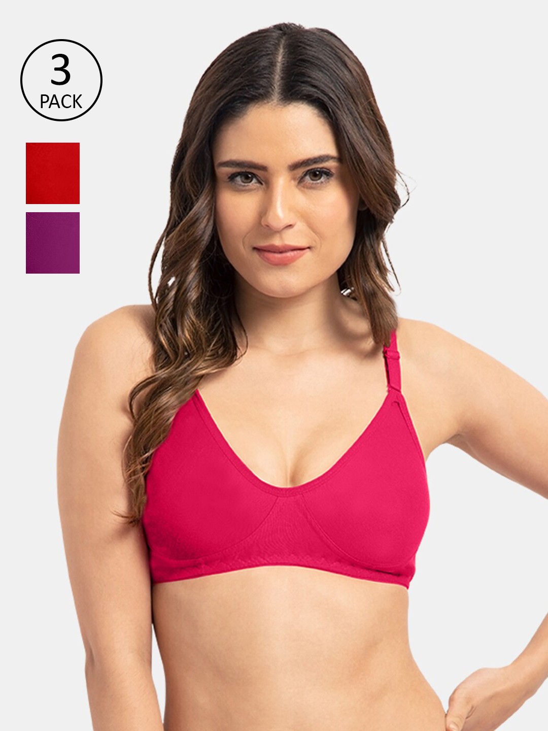 

Tweens Set Of 3 Solid T-Shirt Bras - Wireless Non-Padded, Pink