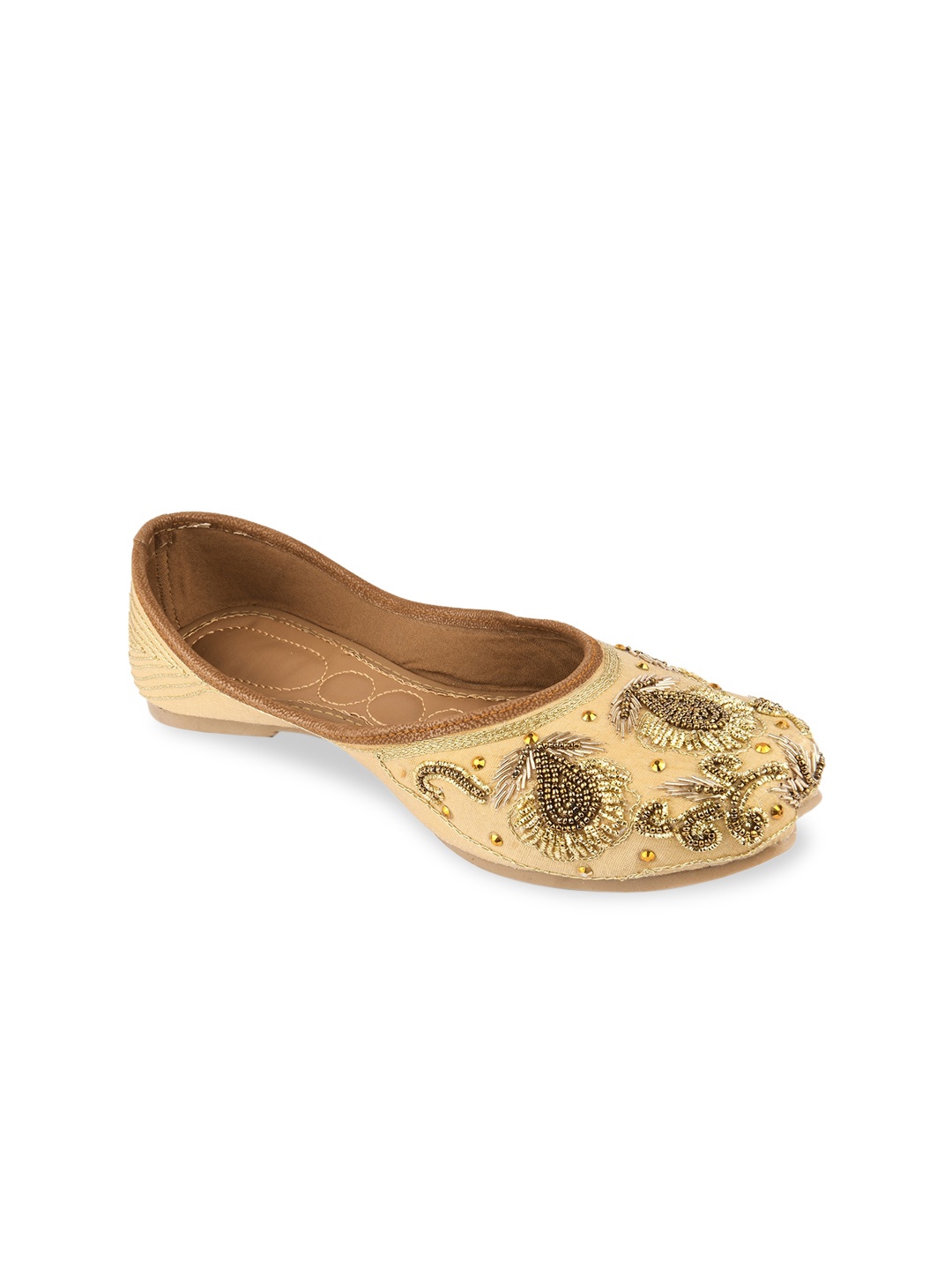 

DESI COLOUR Women Gold-Toned Ethnic Mojaris Flats