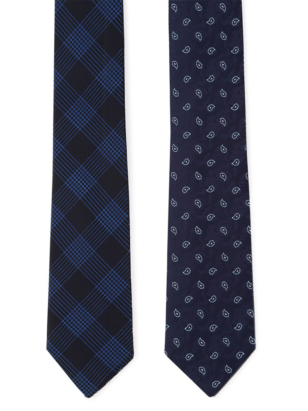 

Van Heusen Pack Of 2 Men Navy Blue & Black Checked Broad Tie